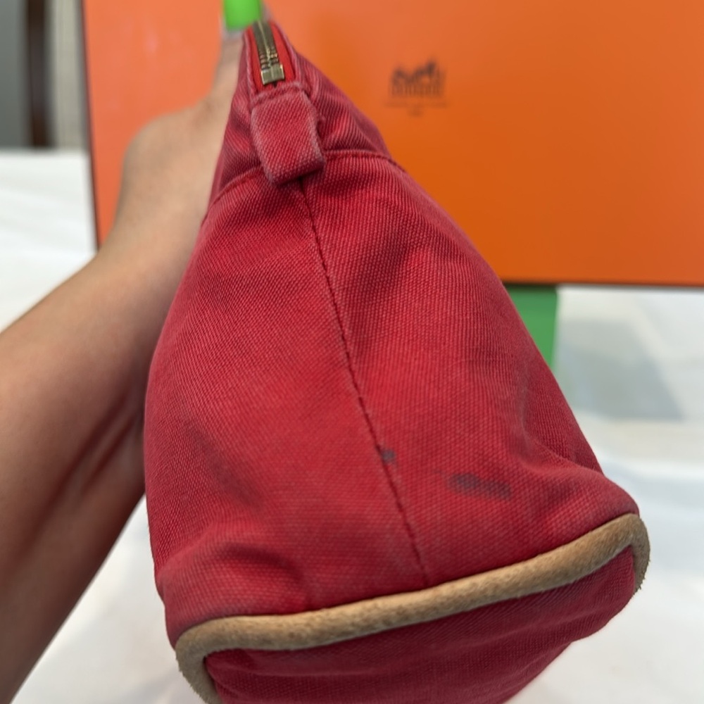 Hermes Red Canvas Cosmetic Pouch - Picture 4 of 13